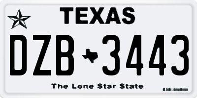 TX license plate DZB3443