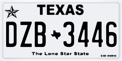 TX license plate DZB3446