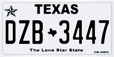 TX license plate DZB3447