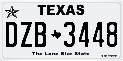 TX license plate DZB3448