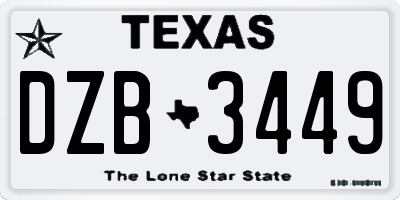 TX license plate DZB3449