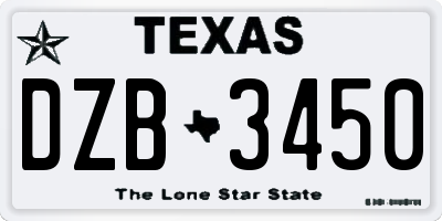 TX license plate DZB3450