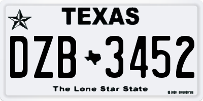 TX license plate DZB3452