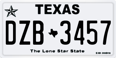 TX license plate DZB3457