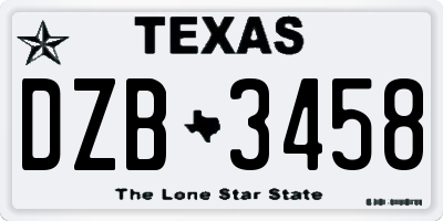 TX license plate DZB3458