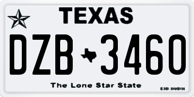 TX license plate DZB3460