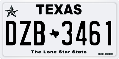 TX license plate DZB3461