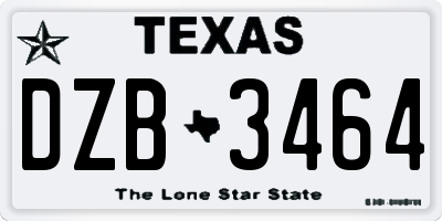 TX license plate DZB3464