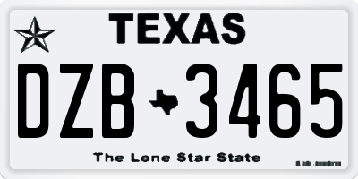 TX license plate DZB3465