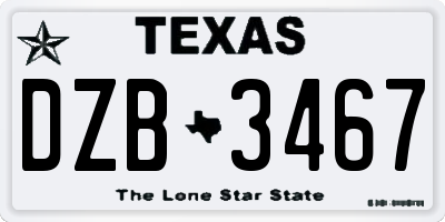 TX license plate DZB3467