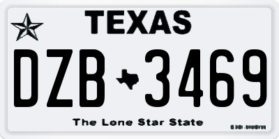TX license plate DZB3469