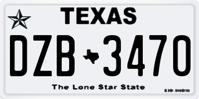 TX license plate DZB3470