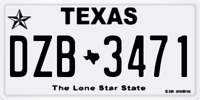 TX license plate DZB3471