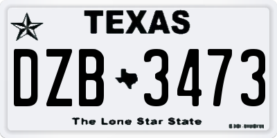 TX license plate DZB3473