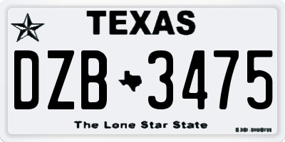 TX license plate DZB3475