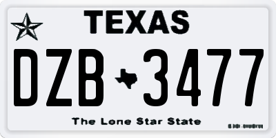 TX license plate DZB3477