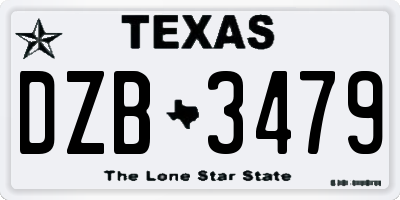 TX license plate DZB3479