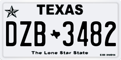 TX license plate DZB3482