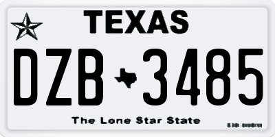 TX license plate DZB3485
