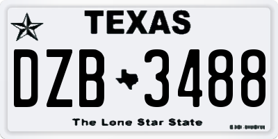 TX license plate DZB3488