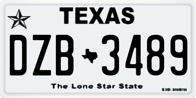 TX license plate DZB3489