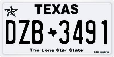 TX license plate DZB3491