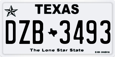 TX license plate DZB3493