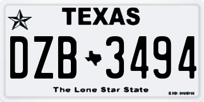 TX license plate DZB3494
