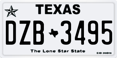 TX license plate DZB3495