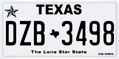 TX license plate DZB3498