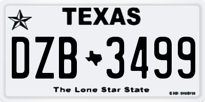 TX license plate DZB3499