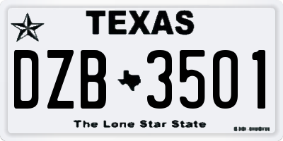 TX license plate DZB3501