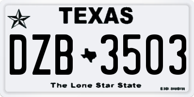 TX license plate DZB3503