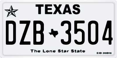 TX license plate DZB3504