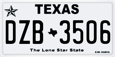 TX license plate DZB3506