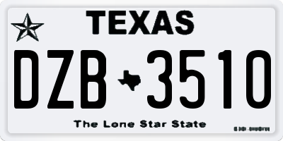TX license plate DZB3510