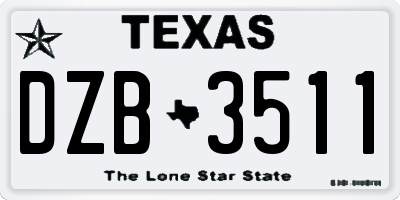 TX license plate DZB3511