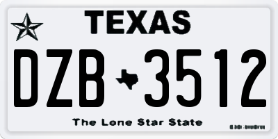 TX license plate DZB3512