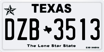 TX license plate DZB3513