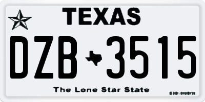 TX license plate DZB3515
