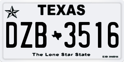 TX license plate DZB3516
