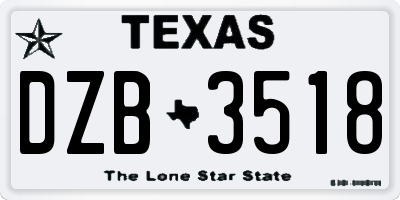TX license plate DZB3518