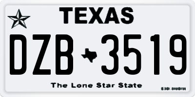 TX license plate DZB3519