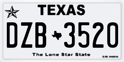 TX license plate DZB3520