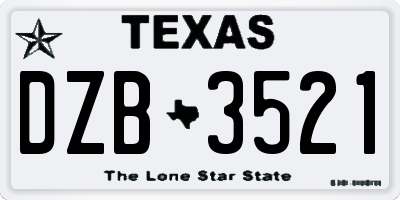 TX license plate DZB3521
