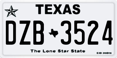 TX license plate DZB3524