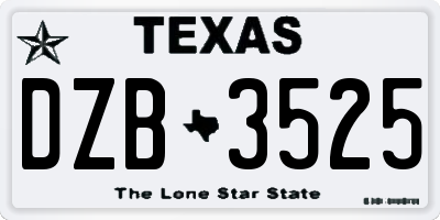 TX license plate DZB3525