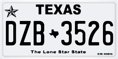 TX license plate DZB3526