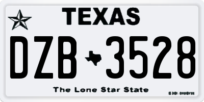 TX license plate DZB3528
