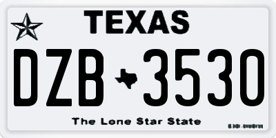TX license plate DZB3530